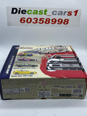 Majorette Nissan Z, Nissan Skyline GT-R R35, Suzuki Carry, Honda Civic Type R EK9 1.64.