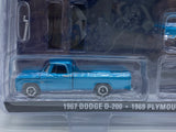 Greenlight ‘67 Dodge D-200 & Plymouth GTX & Flatbed Trailer 1:64.