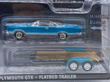 Greenlight ‘67 Dodge D-200 & Plymouth GTX & Flatbed Trailer 1:64.