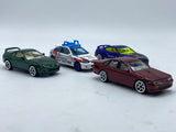 Majorette Nissan GT-R, Nissan Cefiro A31, Toyota Supra JZA80, Honda Civic Type R EK9 1.64.