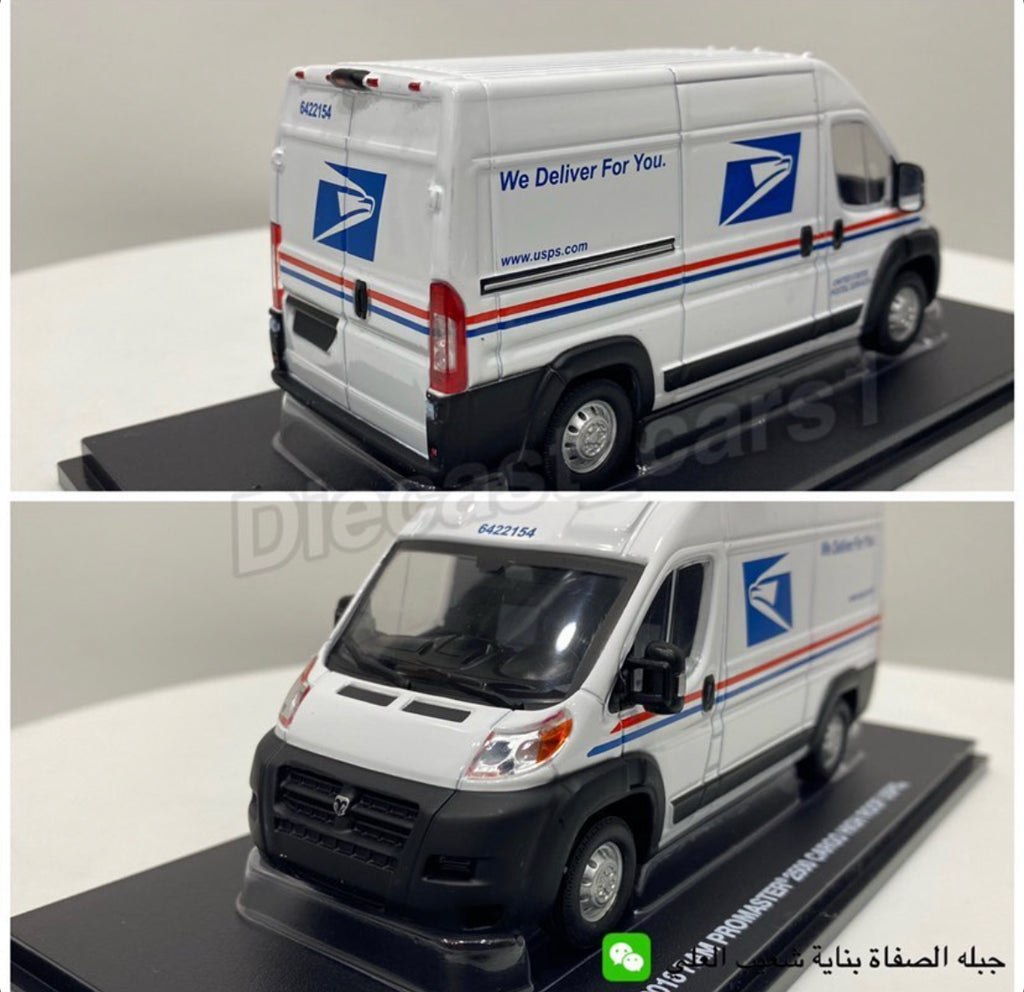 DAMAGED AS-IS 1/64 Greenlight 2019 RAM ProMaster 2500 Cargo High Roof Van United States Postal Service Usps White Diecast Car Model DAMAGED AS-IS 1/64 Greenlight 2019 RAM ProMaster 2500 Cargo High Roof Van United States Postal Service Usps White Diecast Car Model